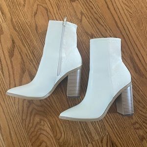 Mid-Calf Booties in White - Size 9